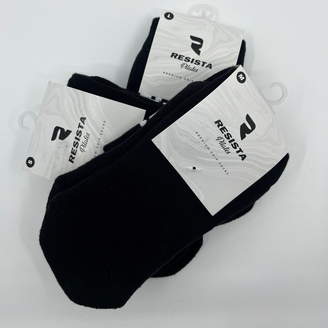 Black Pilates Grip Socks – RESISTA Pilates Crew Socks