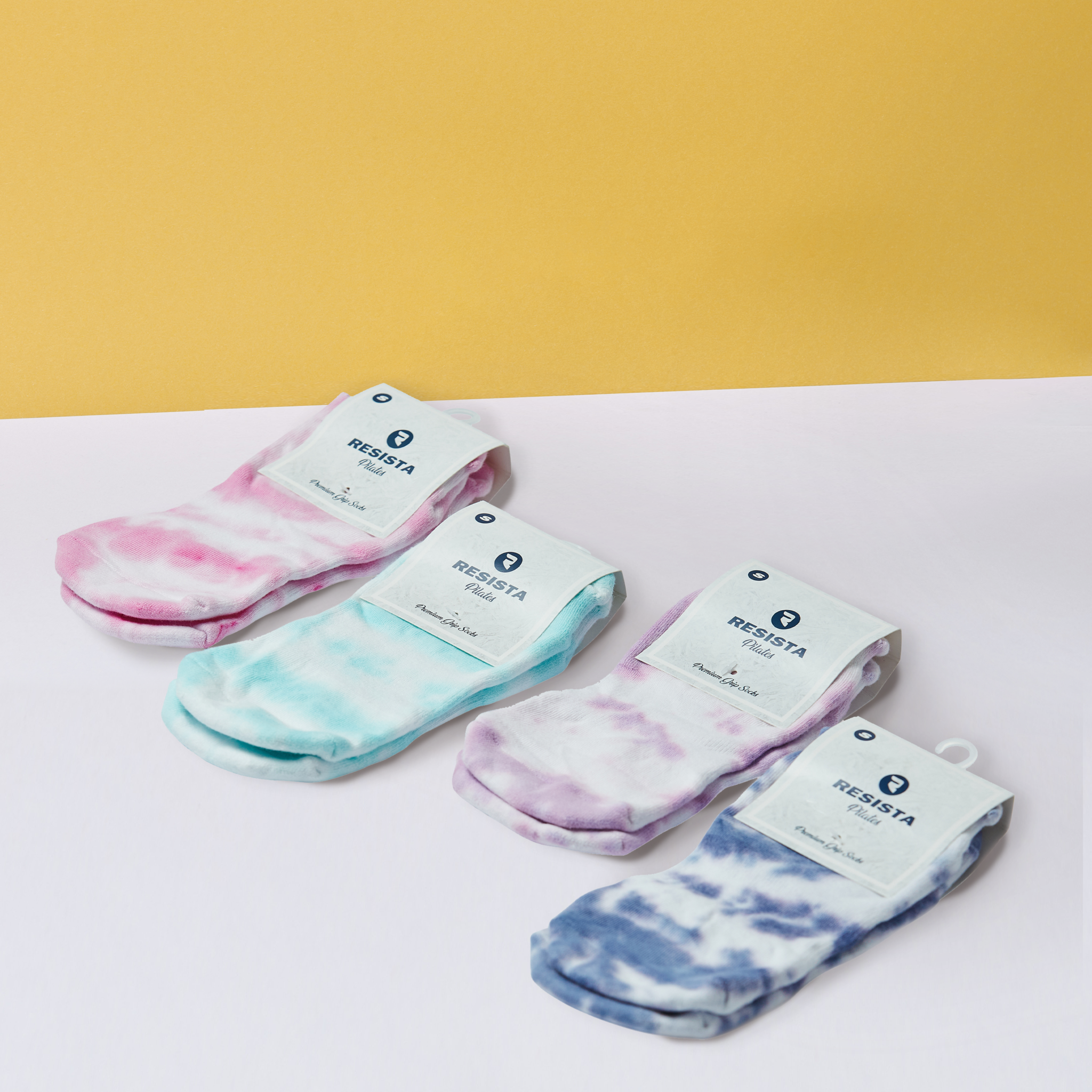 RESISTA Pilates Socks 4 pack – Tie Dye for Superior Grip & Comfort