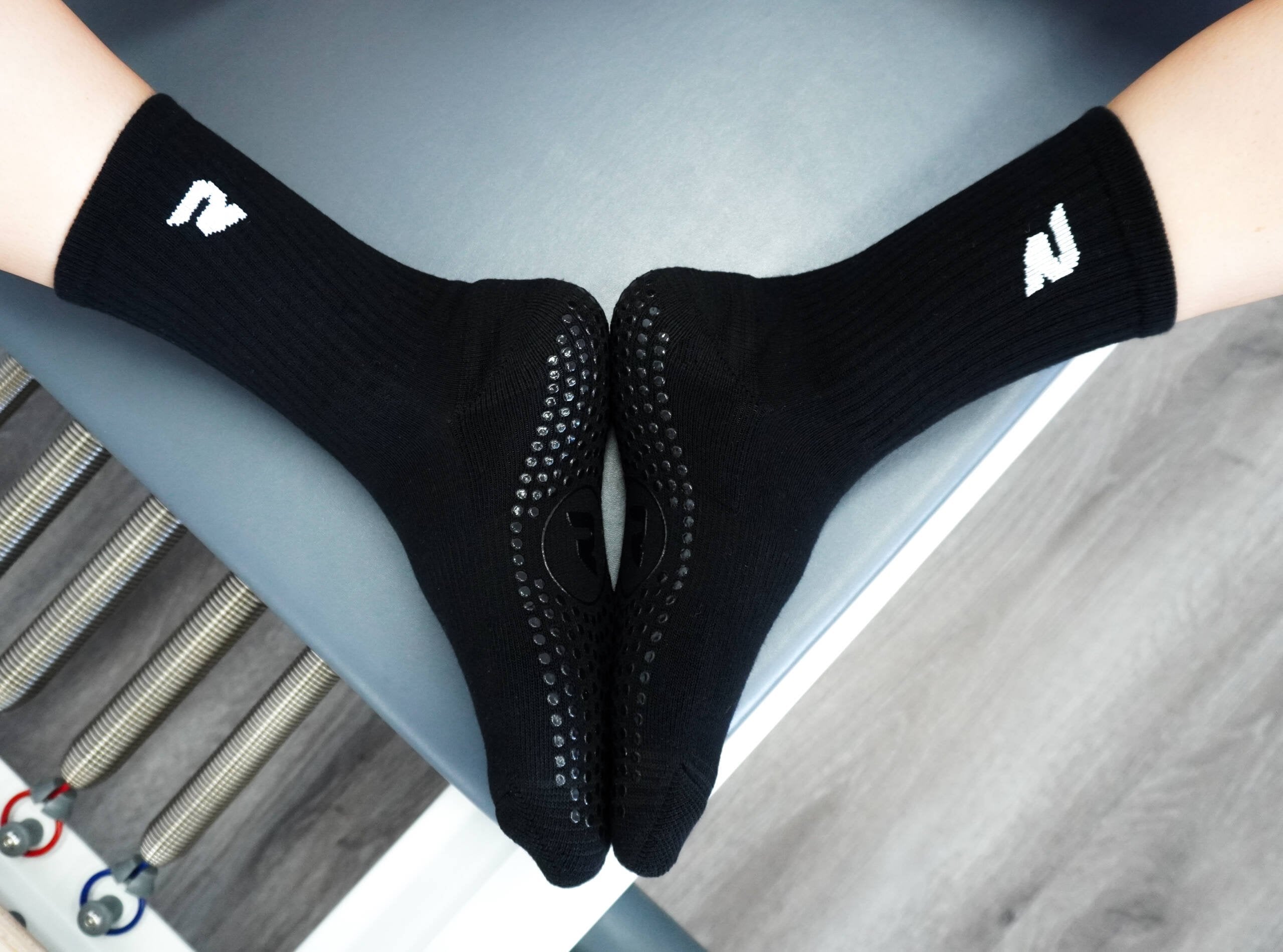 Black Pilates Grip Socks – RESISTA Pilates Crew Socks