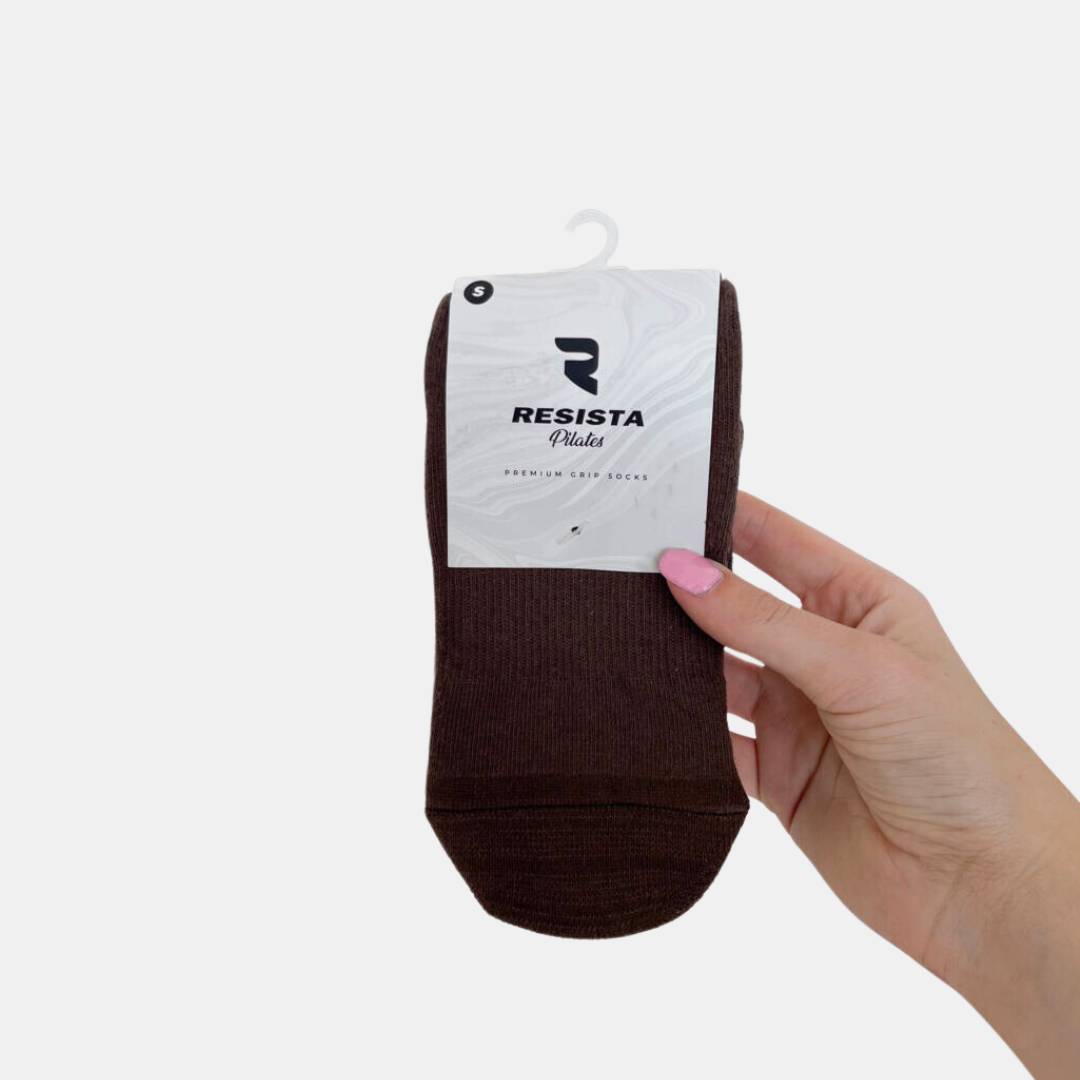 Pilates Crew Socks – Choc Brown | Resista Pilates Australia
