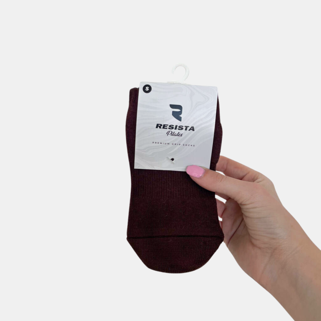 Pilates Crew Socks – Choc Brown | Resista Pilates Australia