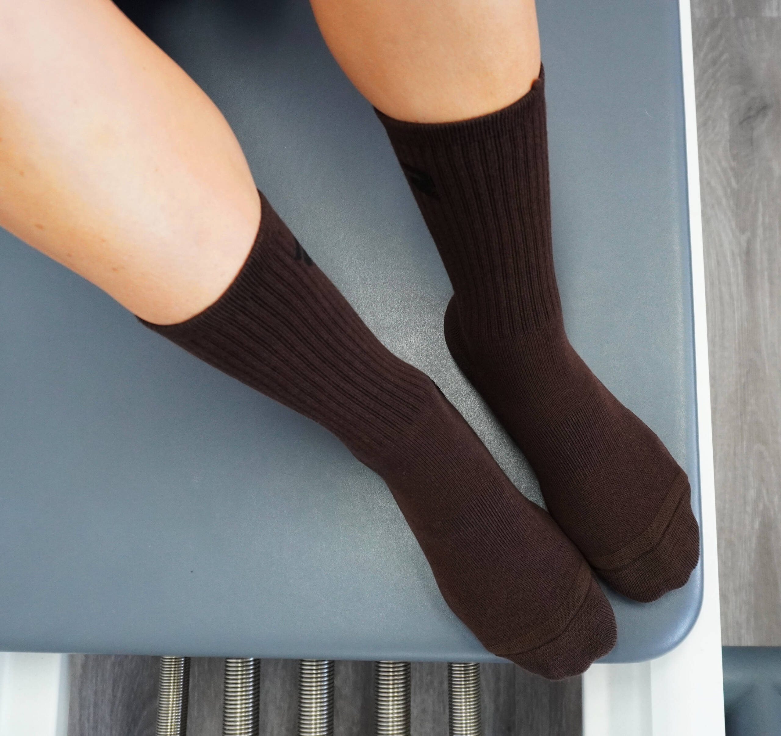 Pilates Crew Socks – Choc Brown | Resista Pilates Australia