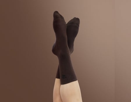 Pilates Crew Socks – Choc Brown | Resista Pilates Australia
