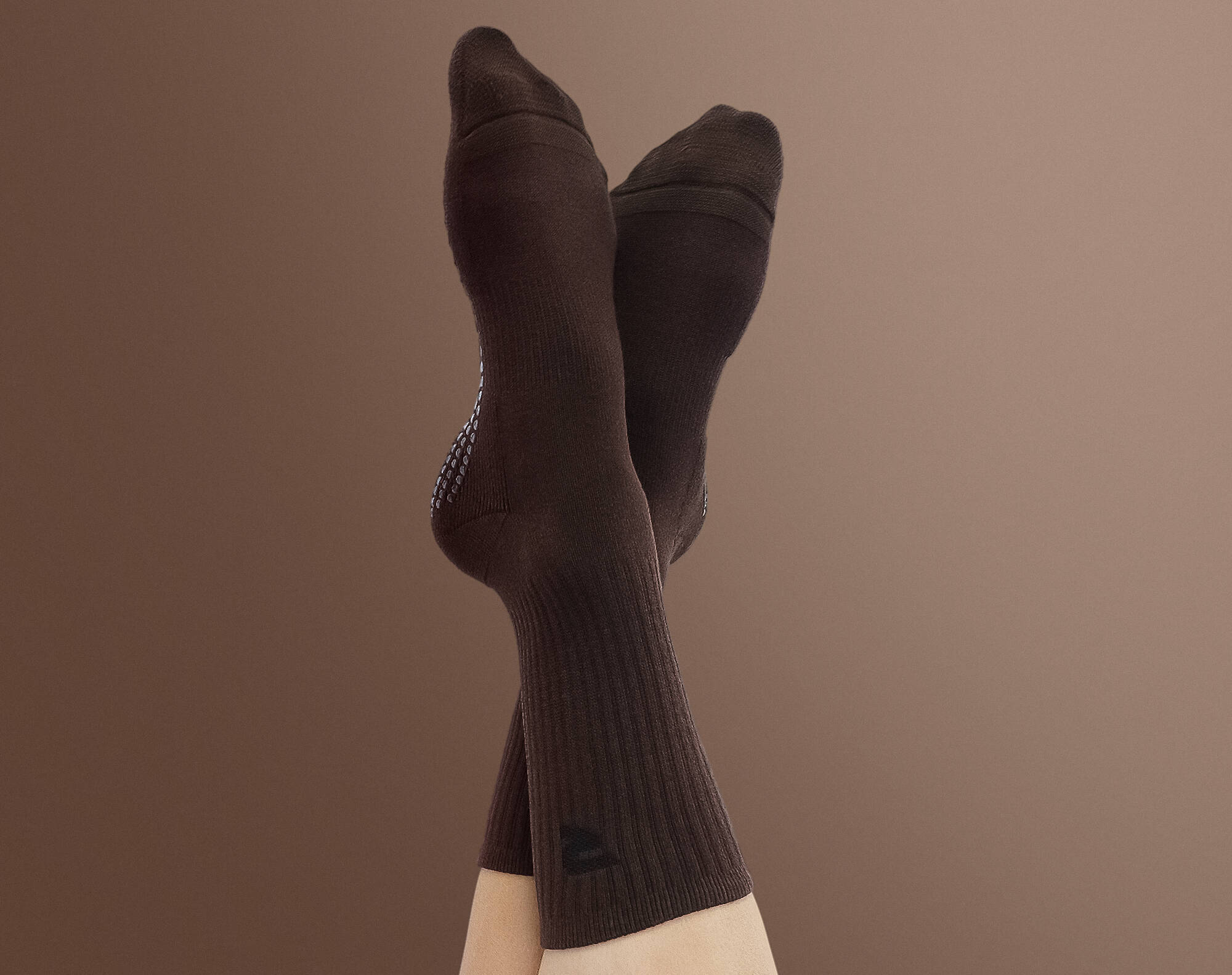 Pilates Crew Socks – Choc Brown | Resista Pilates Australia
