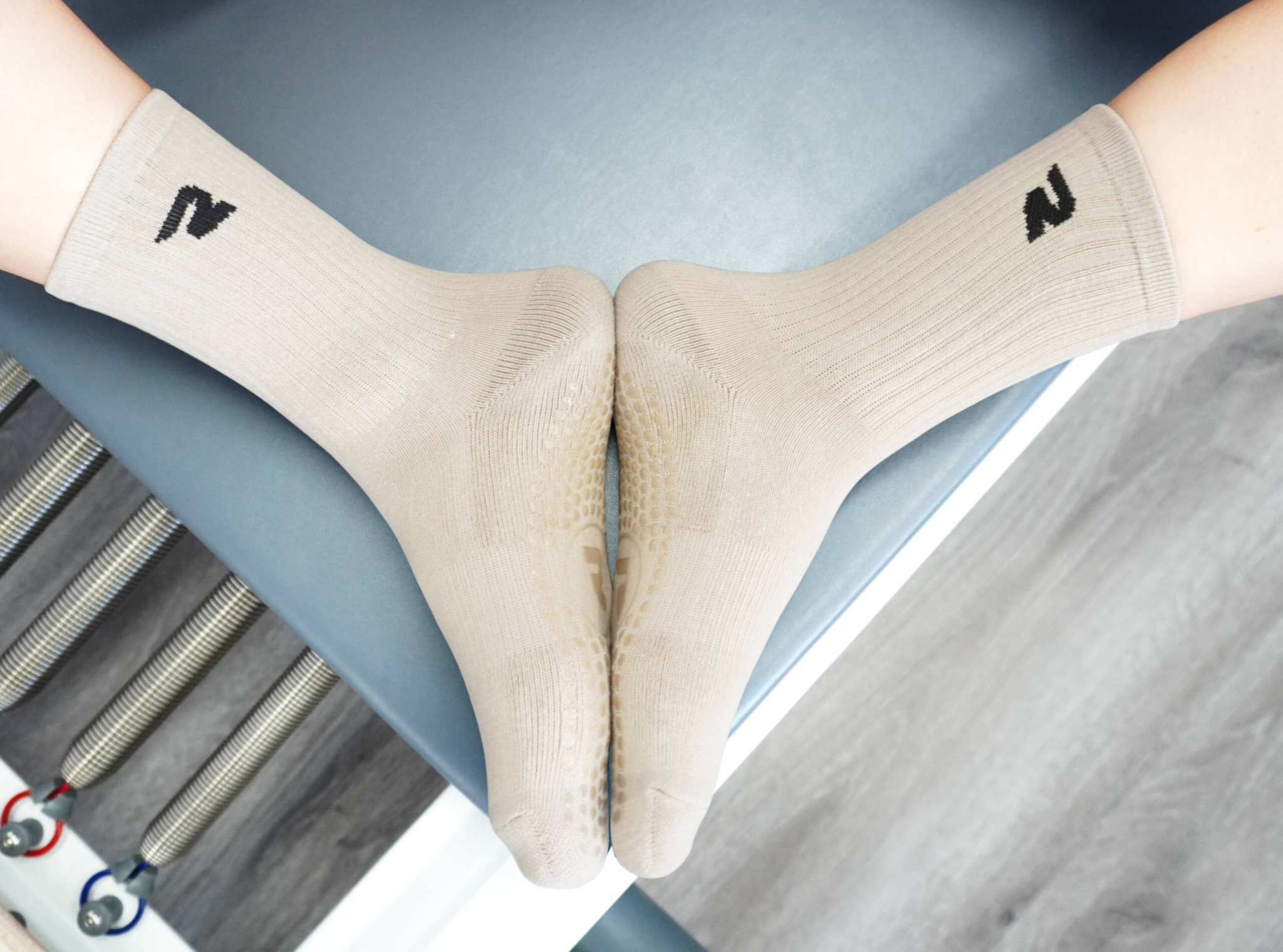 Resista Pilates Crew Socks – Oat | Comfortable & Support for Pilates on reformer
