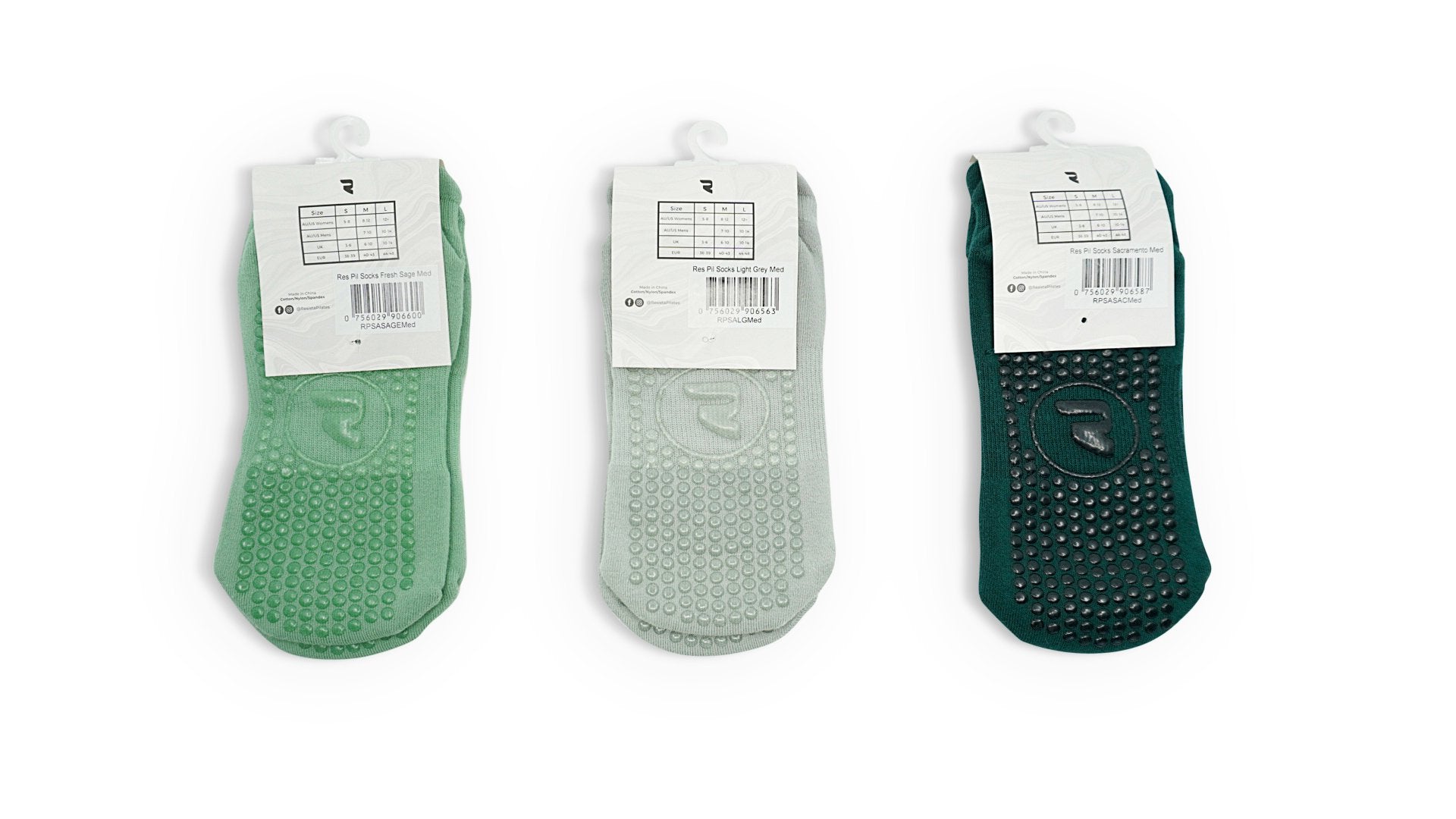 RESISTA Pilates Socks 3 pack - Evergreen 3 pack