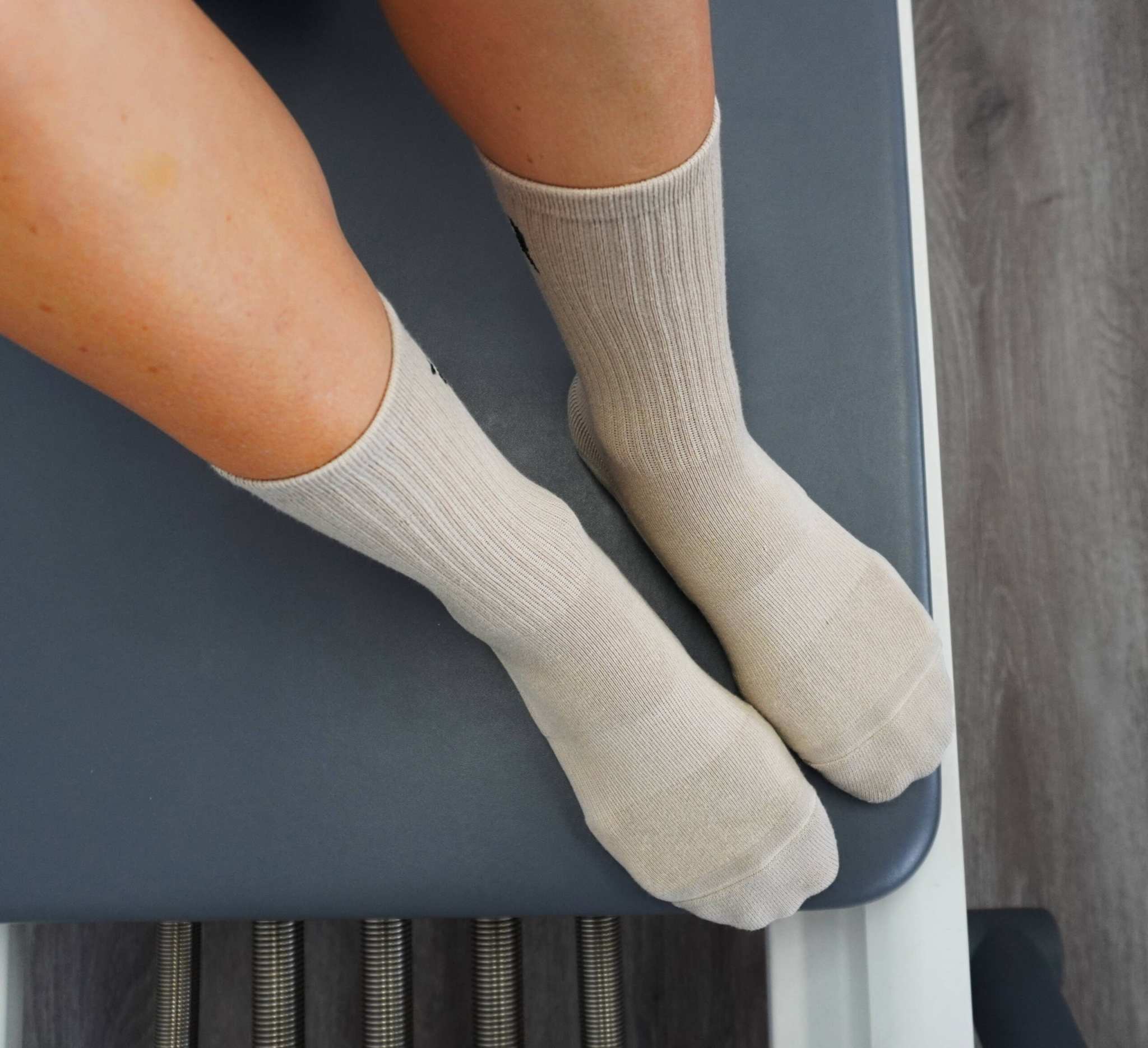 Resista Pilates Crew Socks – Oat | Comfortable & Support for Pilates on reformer 